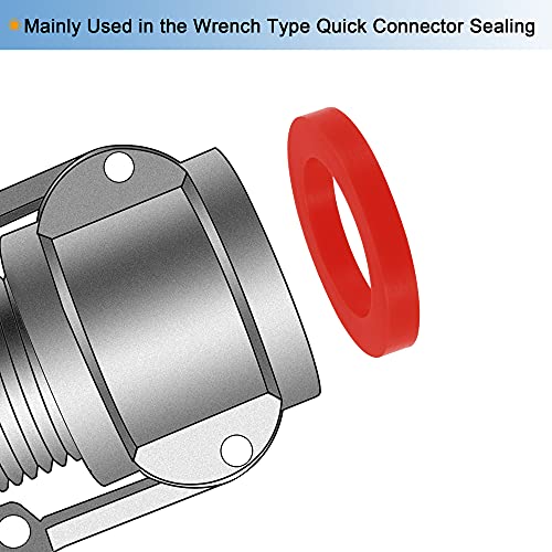 MECCANIXITY Silicone Rubber Flat Washer 1-1/4 Inch DN32 Gasket for Wrench Type Quick Connector, Red Pack of 5 1-1/4"