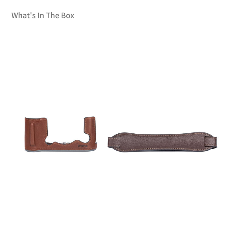 SMALLRIG Half Leather Case Kit for FUJIFILM X-T50 with Shoulder Strap | Style Camera Case with Aluminum Alloy Frame Brown