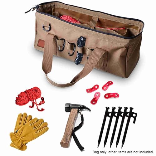 Bag 10L – Water proof 1050D Oxford Cloth Storage Tote with Zipper, Portable Organizer for Camping Gear, Outdoor Accessories, and Work Tools(Brown) Brown