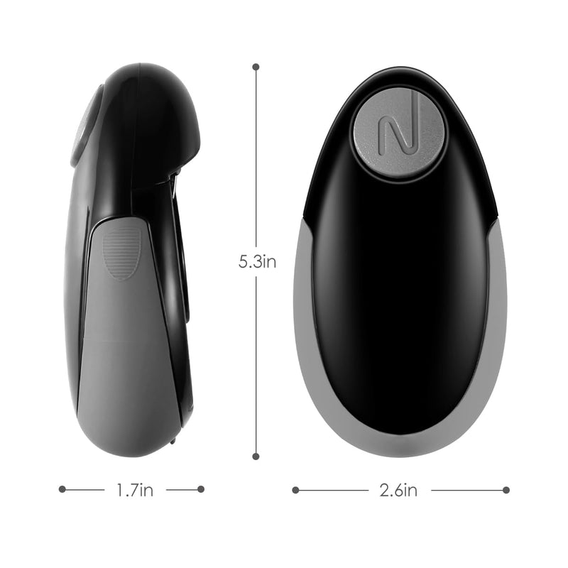 Electric Can Opener, Black, Automatic Hands-Free Operation, One-Touch Start, Fast Hygienic Design, Safe No Sharp Edges