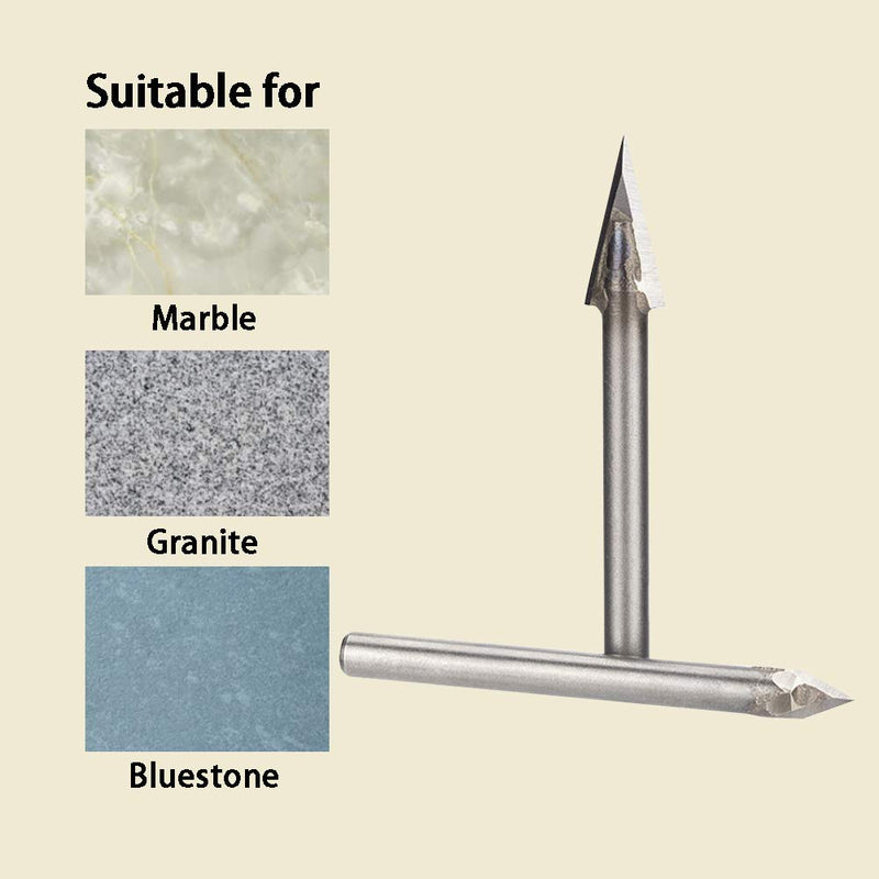 HUHAO 5PCS 30 DegreeV Bit Engraving 2 Flute CNC Router Bits 6mm Shank Engraving Bits for Marble Granite Bluestone Woodworking 30°*10*6 5PCS