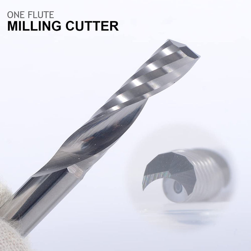 1/8Inch Shank,Single Flute (O Flute) Up Cut Spiral Router Bits End Mill Cutter, 1/8 inch Cutting Diameter, 0.87 inch Cutting Length,1.77 Inch OVL for Acrylic PVC MDF Plastic 3.175x3.175x22mm