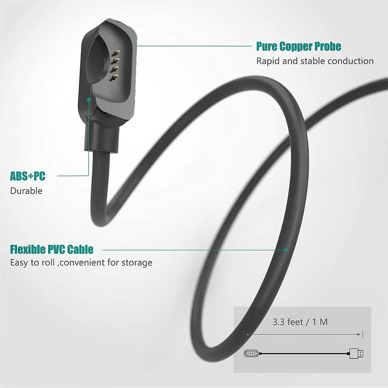 Compatible with ONEPLUS Watch 2 Charger, Magnetic Replacement Charger Compatible with ONEPLUS Watch 2 Smartwatch (2 Pack-Black+Black) 2 Pack-Black+Black