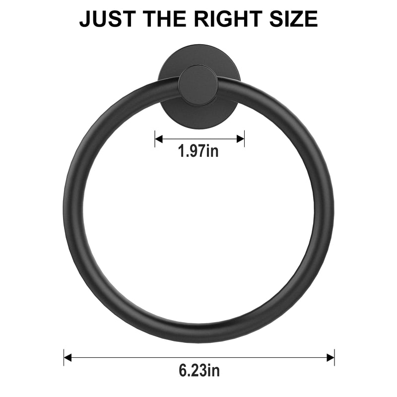 SetSail Towel Holder for Bathroom Wall Matte Black Towel Ring Stainless Steel Heavy Duty Hand Towel Hanger for Bath, Kitchen, 2 Pack 2 packs