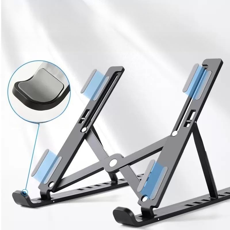 1 Pack Foldable Adjustable Laptop Riser, Silicone Desk Holder for 10-17.3 Inch Laptop & Tablet, Black