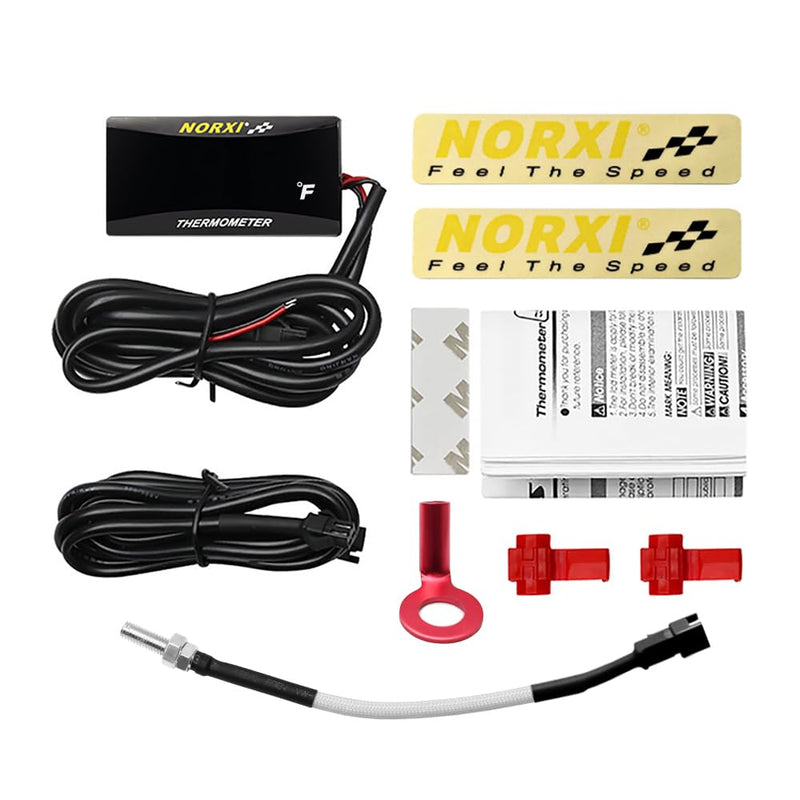 Cylinder Head Temperature Meter Engine Temperature Gauge with 10mm 14mm Probe Sensor Adapter (Blue,10mm) Blue