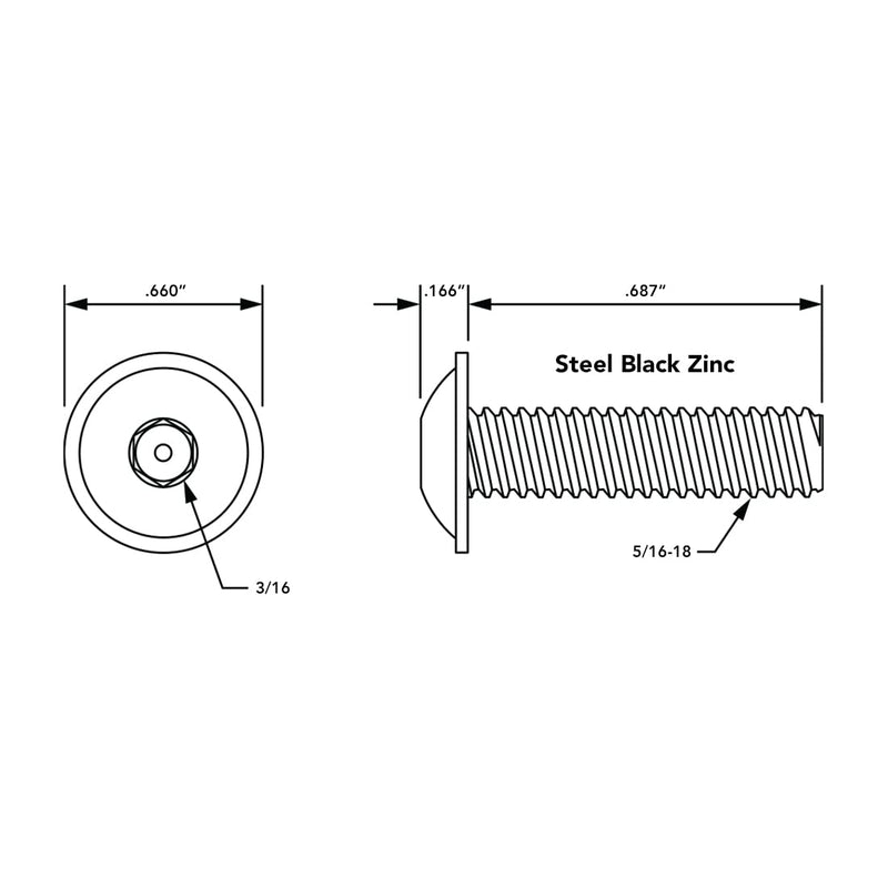 8020, 3330, 15 Series, 5/16-18 x 0.687 Inch 11/16 Inch Flanged Button Head Socket Cap Screw (FBHSCS) Bolts (25 Pack) 25