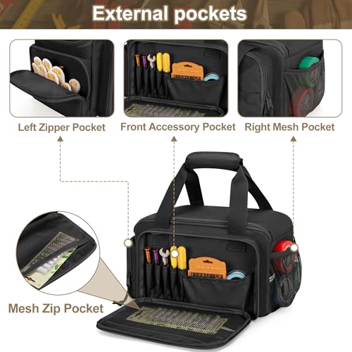 Rexmica 12-Inch Tool Organizer Bag with Anti-friction Bottom, Black
