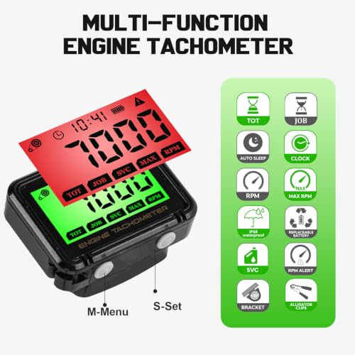 Small Engine Tachometer，Digital Tachometer，RPM Meter and Hour Gauge