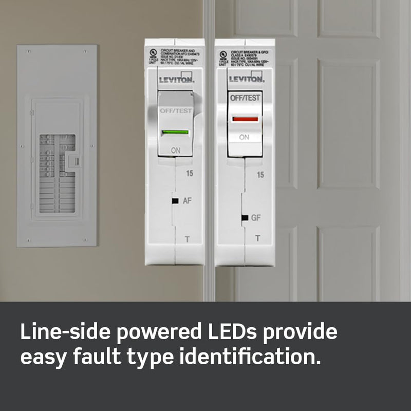 Leviton LB120-GFT 20A 1-Pole Plug-On GFCI Branch Circuit Breaker, Thermal Magnetic, 120 VAC, White 1-Pole 20-Amp