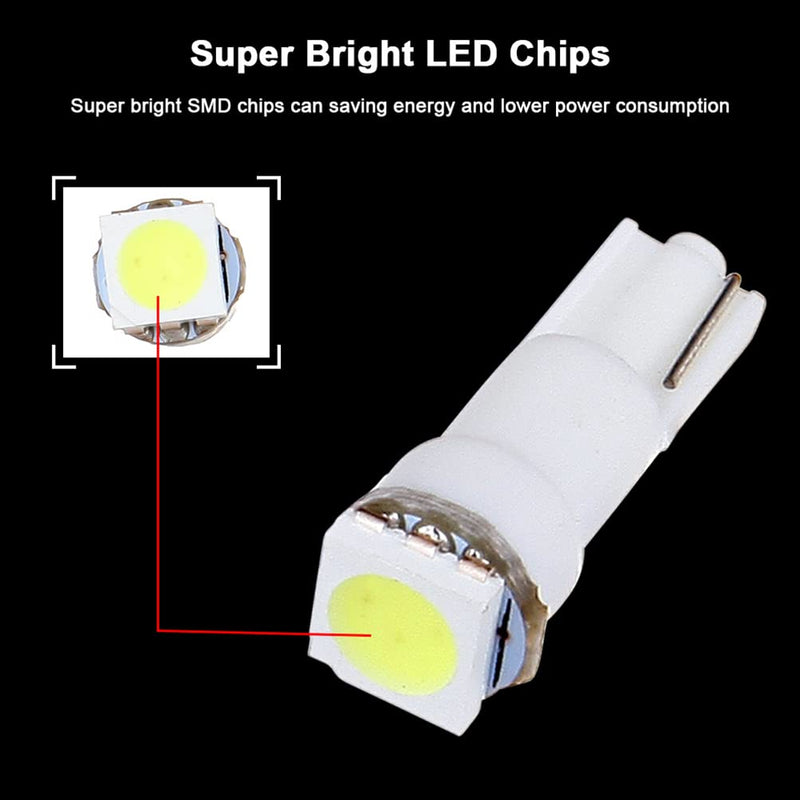 cciyu T5 58 70 73 74 Dashboard Gauge 1-SMD 5050 LED Wedge Lamp Bulbs Lights Replacement fit for Dashboard instrument Panel Light Bulbs LED Lamps,20Pack White