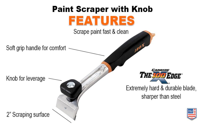 Warner 2" Carbide 100X Soft Grip Scraper with Knob, 10018