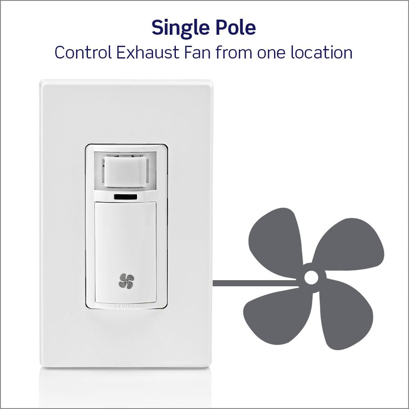 Leviton Humidity Sensor Switch for Bathroom Exhaust Fan, Automate Ventilation, Air Circulation, Moisture Control, ¼ HP, Single Pole, DHS05-1LT, Light Almond