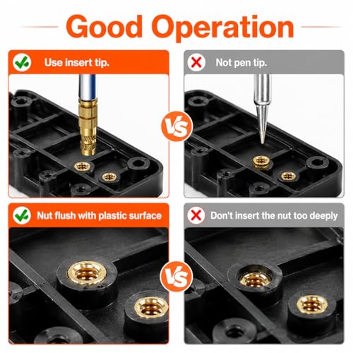 Threaded Inserts - M3 Heat Set Inserts Kit, 360Pcs Brass Heat Set Inserts for 3D Printing & Plastic, with 60W Digital Soldering Iron, Bolts, Nuts, Washers & Wrenches - Complete Fastening Solution