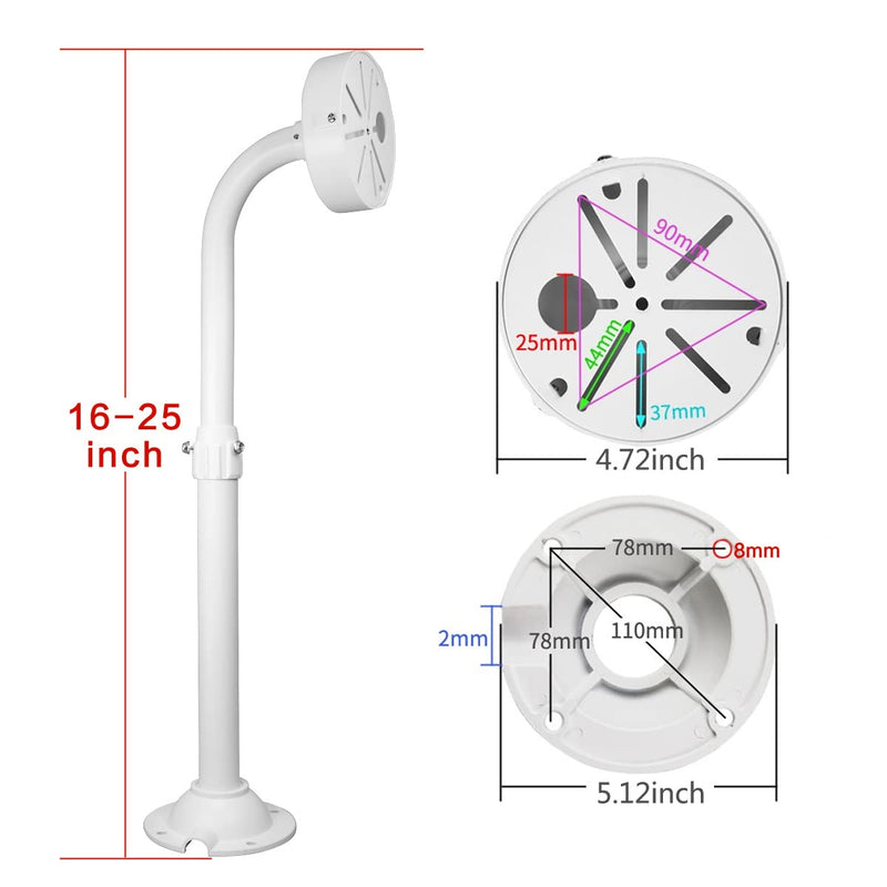 Security Camera Mount Bracket, Dome Camera Mount Universal Camera Wall Mounting Bracket/IP Camera for CCTV Security Camera, L Type (16-25 inch)