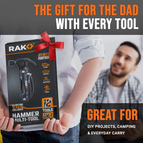 RAK Hammer Multitool BirthdayGifts for Men - Cool Unique Gifts Who Have Everything - Compact DIY Survival Multi Tool - Backpacking & Camping Accessories - Gadget Gifts Pocket Size (1 count)