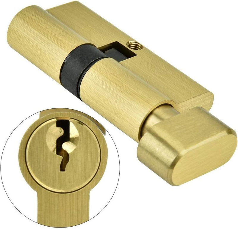 Sonew 65mm Copper Single Open Key Lock Cylinder, Modern Gold, Anti-Theft, Home Use, Door Lock Replacement Parts