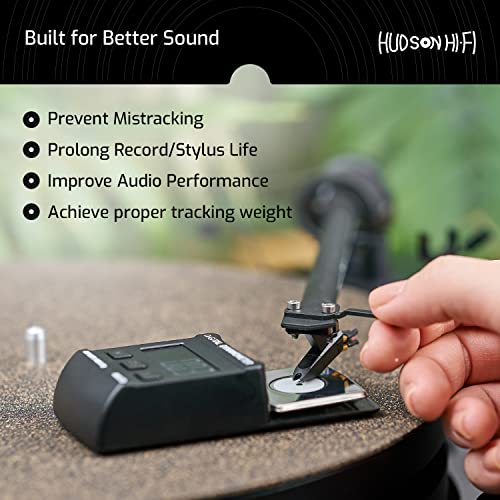 Hudson Hi-Fi Turntable Cartridge Alignment Kit - The Audiophile Purists Perfected 3-Piece LP Cartridge Setup Set. Accuracy Optimized Digital Scale, Azimuth Ruler, Protractor - Rich Pure Sonic Sound VTA + VTF + Protractor