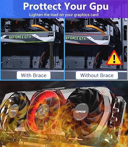 1PCS Graphics Card GPU Brace Support Adjustable Anti Sag Stand for PC Case Gaming Riser Vertical Mount Universal Holder, L-Black