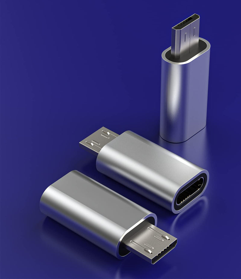 Lightning to Micro USB Adapter (3 Pack) Compatible with Samsung Galaxy S7 Active Edge S6 Note5 Note4 Note3 Lightning Female Cable Micro USB Male Port Converter Accessories Portable Travel Daily Car
