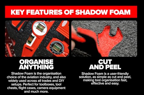 Shadow Foam Inserts Compatible With Packout Compact Organiser – Compatible With Milwaukee Packout Compact Organiser Easy Peel Foam for Milwaukee Packout System (Red, 2 Inch Depth) Red 50mm