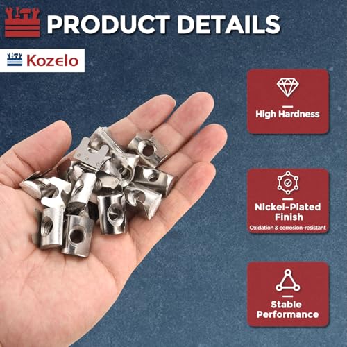 30Pcs Roll in Spring t Nuts M4-0.7 4040 Series t Nuts Silver 4040 Series M4-0.7mm 30