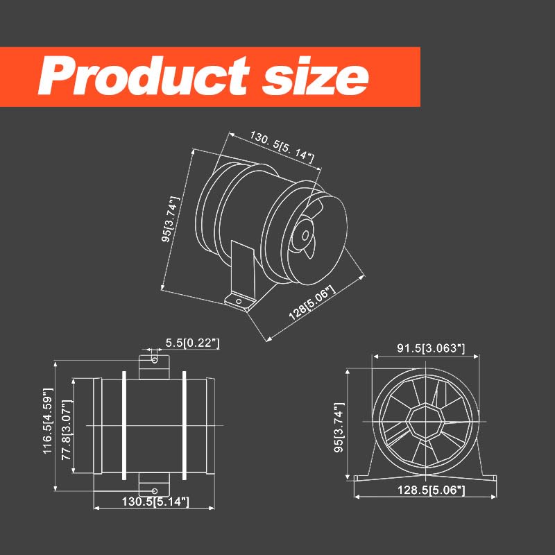 Inline Blower，Bilge Blower 12V 4A Marine Bilge Blower Air Blower Boat Cool Fan Marine Ventilation 3 inch