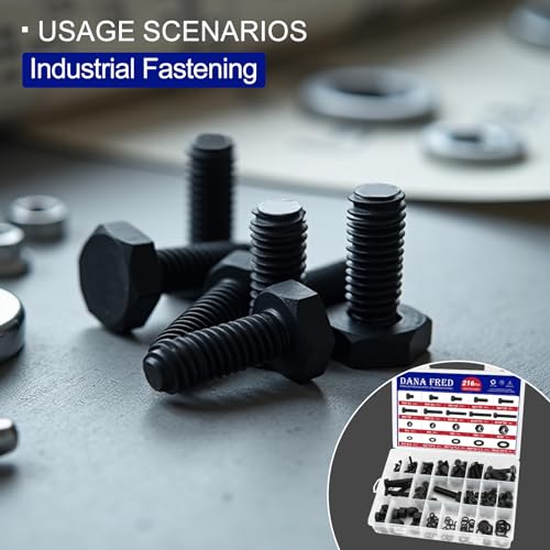 216pcs Black Nylon Hex Screw Nut Washer Kit,M4 - M10 Black Plastic Hexagonal Nuts and Washers for Micro Controller Board Building,Insulate or Fasten PCB Board Metric Thread Machine Bolts