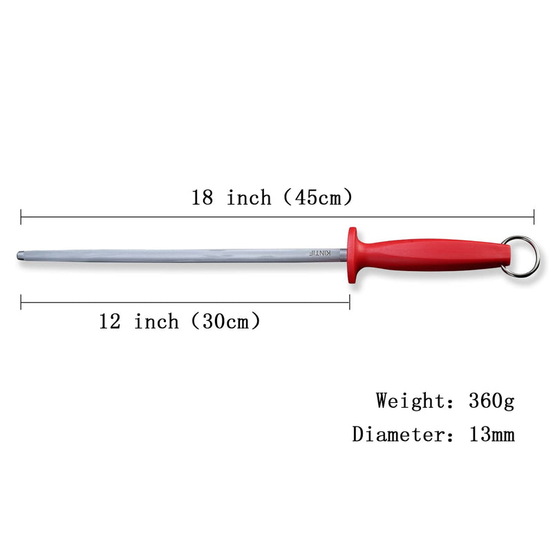 12 inch Sharpening Steel Honing Rod,Professional Knife Sharpeners,High Carbon Honing Steel, Fine Lines, High hardness,knife sharpening Red 12 inch