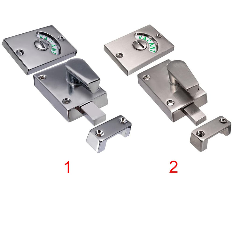 2PCS Restroom Door Lock Latch - Stainless Steel Occupied/Engaged Indicator, Vacant Bathroom Privacy Handle Lock (Satin Nickel) satin nickel - 2pcs