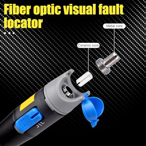 20pcs VFL Fiber Optic Visual Fault Locator Replacement Parts, Include 10 Ceramic Core Tube Sleeves & 10 Metal Heads Tips for Fiber Optic Tester Network Cable Tester & Light Meter 20