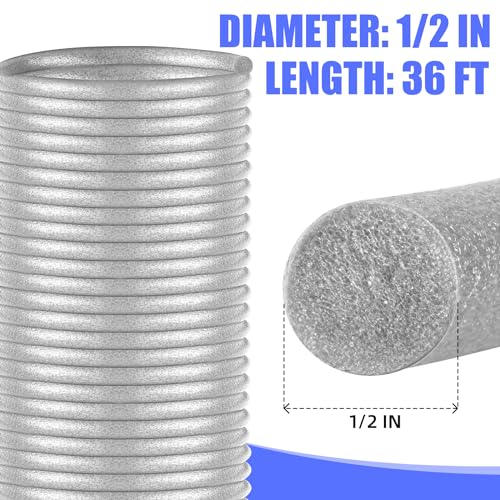 1/2" Diameter x 36' Length Backer Rod Caulk Saver Foam for Cement Caulk, Joints and Gaps and Driveway Crack (Grey) Grey 1/2 Inch x 36 Ft