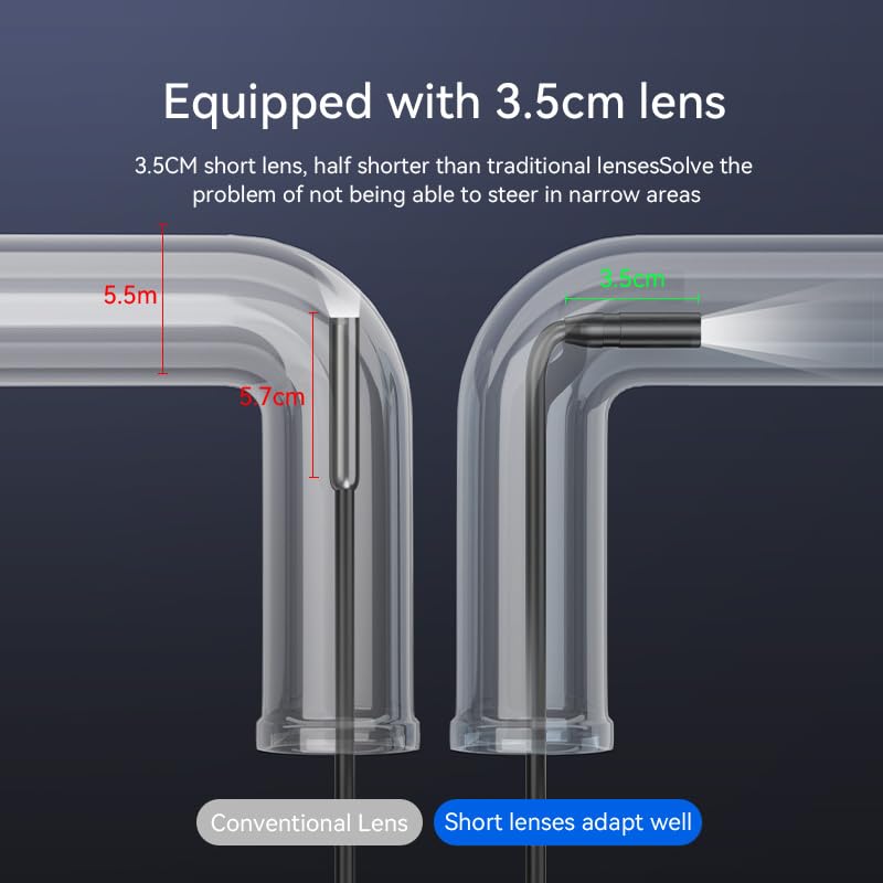 Dual-Lens Endoscope Camera with Light - 2.4" LCD Screen Inspection Cameras,IP67 Waterproof Borescope,HD 1080P Endoscope Camera 16.5ft Semi-Rigid Cord for Sewer,Gifts for Men Tools and Gadgets