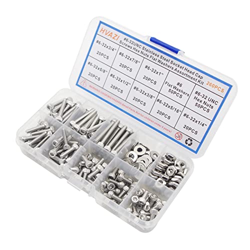 #6-32 UNC Stainless Steel Knurled Hex Socket Cap Screw Nut Washer Kit #6-32UNC