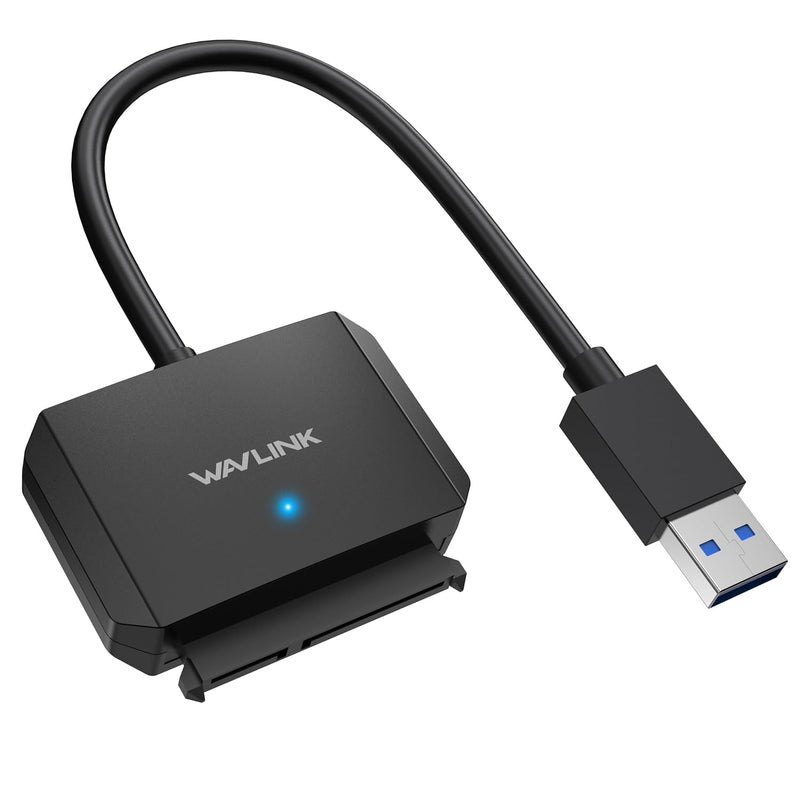 WAVLINK SATA to USB Type-A Hard Drive Cable, 5Gbps USB3.0 to Sata Cable Support UASP, External Hard Drive SATA I/II/III Connector 2.5" SSD/HDD and 3.5" HDD up to 18TB USB Type A