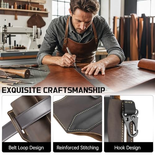 Leather Multitool Sheath for EDC Tools, Flashlight, Pen, Everyday Carry B23 Coffee