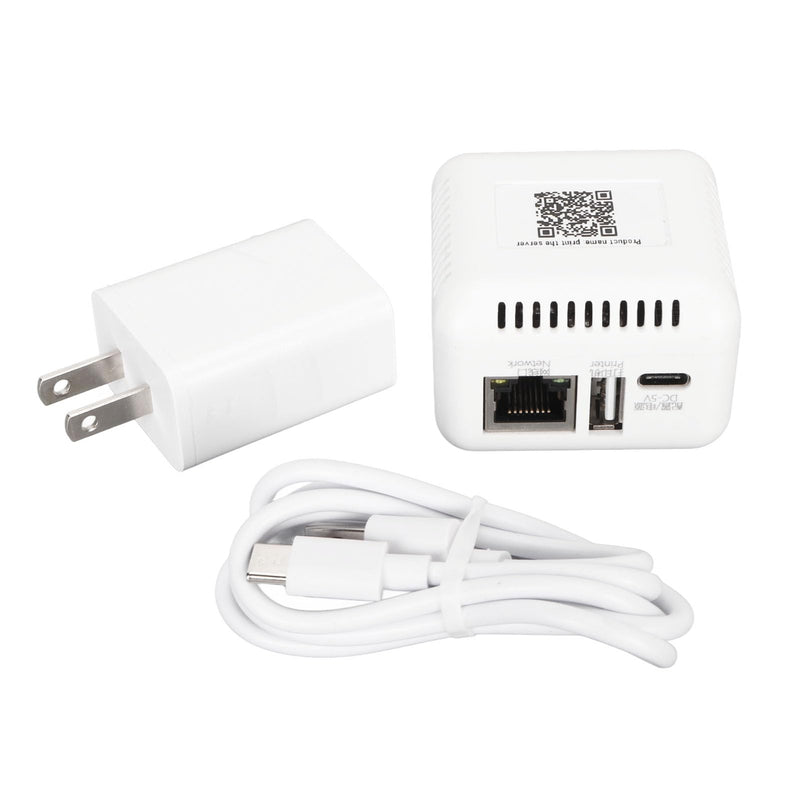 USB 2.0 Network Print Server USB Print Server 5V LAN Compact Print Share Server Print Server for for Android for Linux3.4(White) (US Plug) US Plug