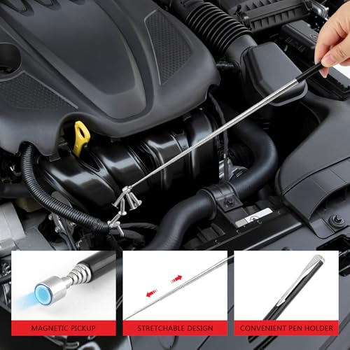 Magnetic Tool Mat Set, 4 Pack Heavy Duty Flexible Magnetic Mat with PVC Coating, Holds Screws, Bolts, Nuts and Small Tools for Garage Workshop and Auto Repair (Red) Red