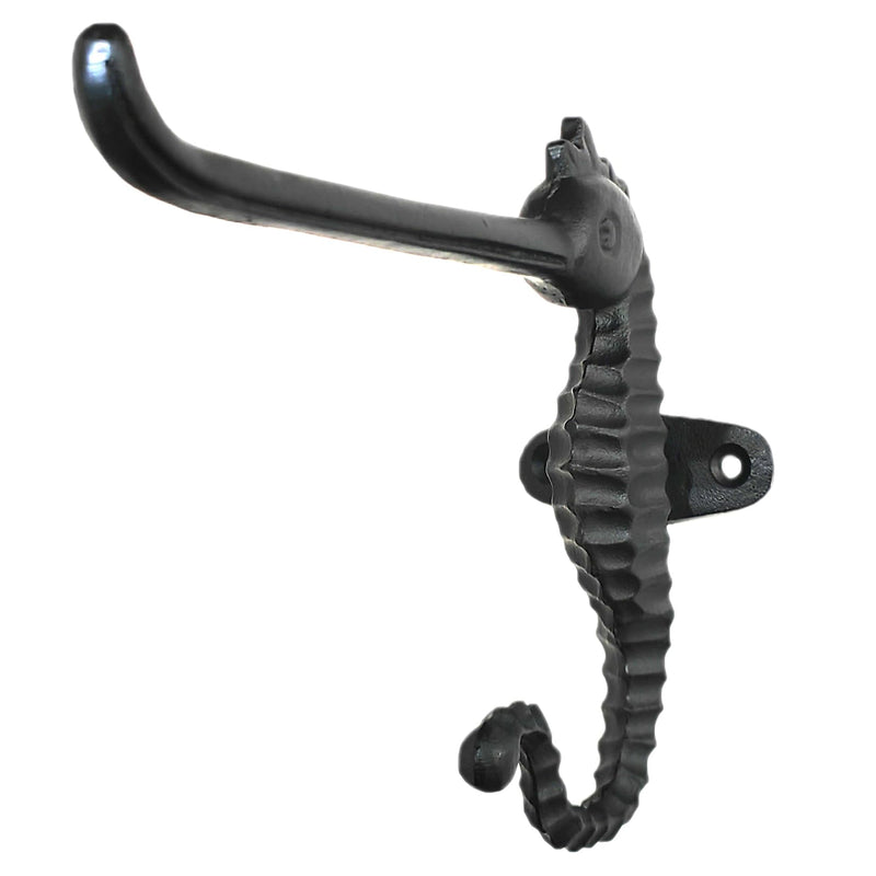 Cast Iron Seahorse Toilet Paper Holder, Heavy Duty DIY Vintage Rustic Iron Roll Tissue Wall Mount Paper Holder Towel Racks with Hardware for Bathroom, Kitchen, Bedroom, Hallway (Black) Black