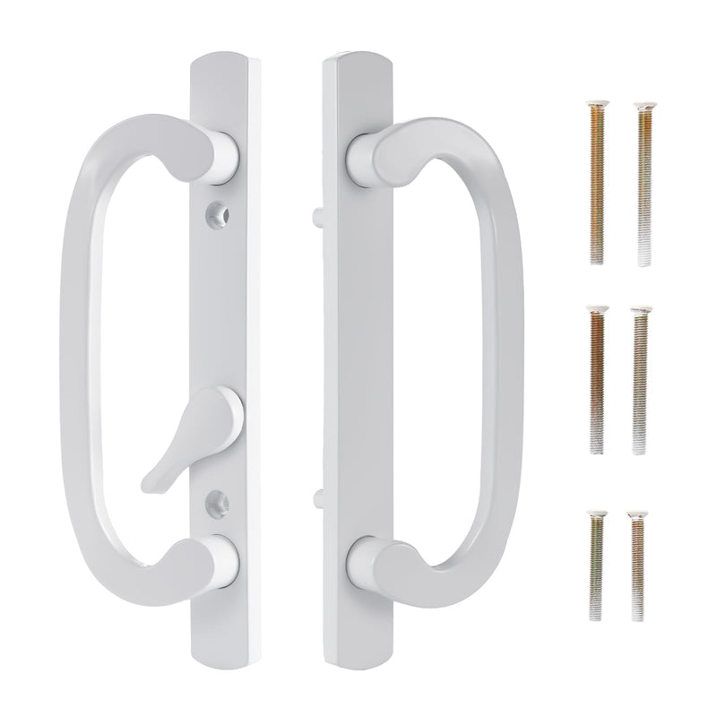 Sliding Patio Door Handleset, 45° Keyway, 3-15/16" H.C., Fits 1-3/8" to 2-1/4" Thick Doors, No-Handed, White Diecast, Offset Position Non-Keyed｜Off Center Thumb Latch Non Keyed-Only Handle