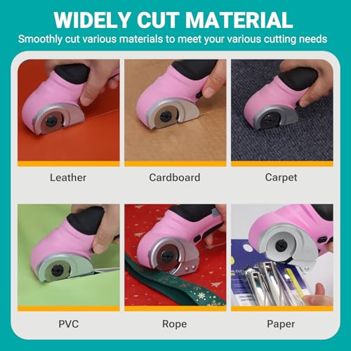VLOXO Cordless Electric Scissors Cardboard Cutter with Replacement Blade Pink