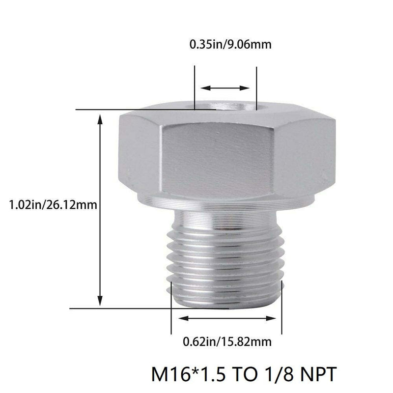 LS Engine Swap Intake Plug Coolant Temp Oil Pressure Sensor Adapter M16 M12 x 1.5 to 1/8 NPT for All GM LS Series Engines LS1 LSX LS3 5.3L 6.0L 6.2L