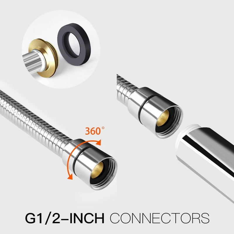Newentor® Handheld High Pressure 6 Spray Modes/Settings Detachable Chrome Finish Square Shower Head with Stainless Steel Hose and Multi-Angle Adjustable Shower Stand