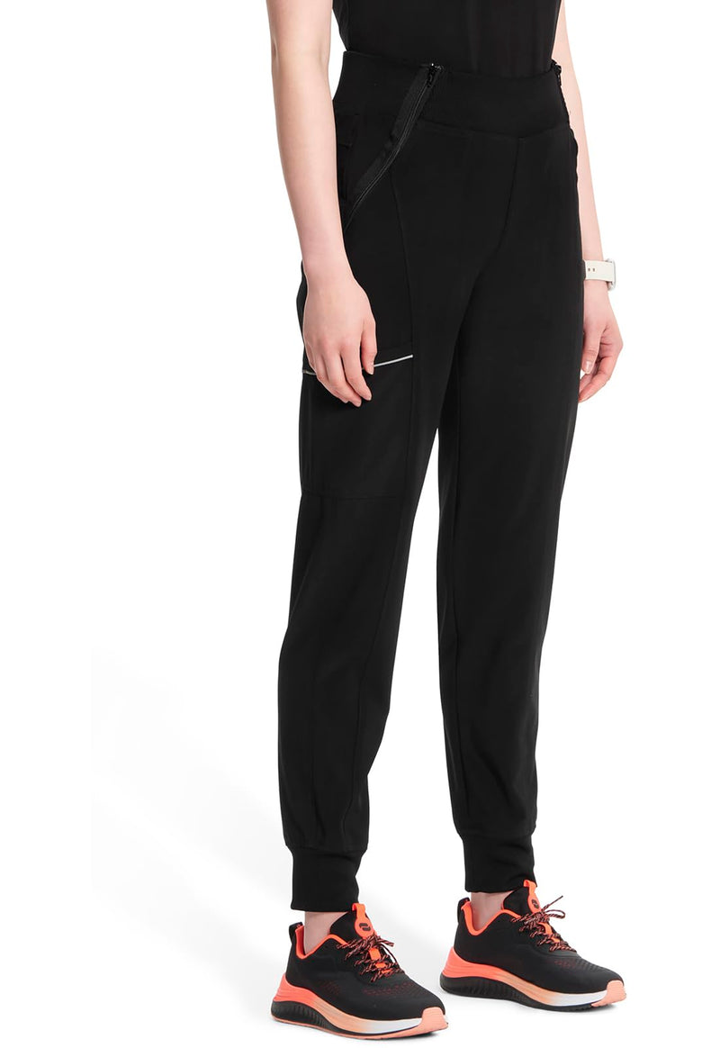 Cherokee Infinity Womens Scrub Jogger Pants, Mid Rise, Moisture Wicking, Wrinkle-Resistant, 360 Stretch, 5 Pockets - CK110A Medium Black