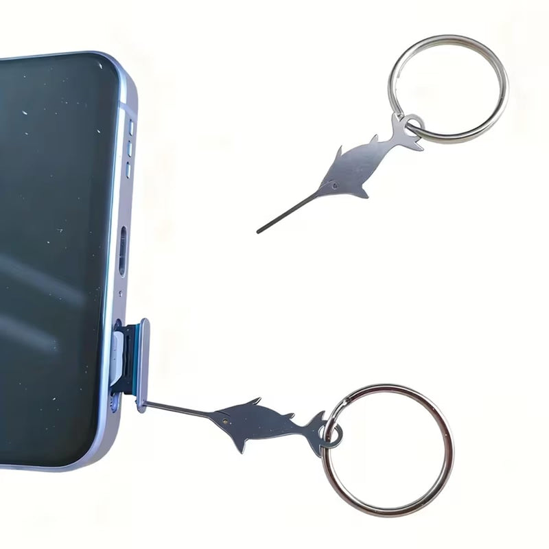 SIM Card Ejector Swordfish Keychain, Cute Cartoon Design, Universal Pin Extractor for Smartphones, Bags and Backpacks 1Pc