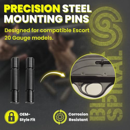Precision Black Steel Mounting Pins Compatible with Escort 20 Gauge Models, Durable Replacement Hardware Components, Corrosion Resistant Construction, 2-Pack Set