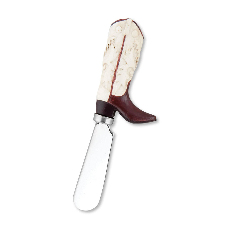 UPware Western Cowboy Boot Cheese Spreaders, Hand-Painted Resin Handles with Stainless Steel Blades for Spreading Cream Cheese, Butter, and Jam, Assorted Designs, Set of 4 Boots