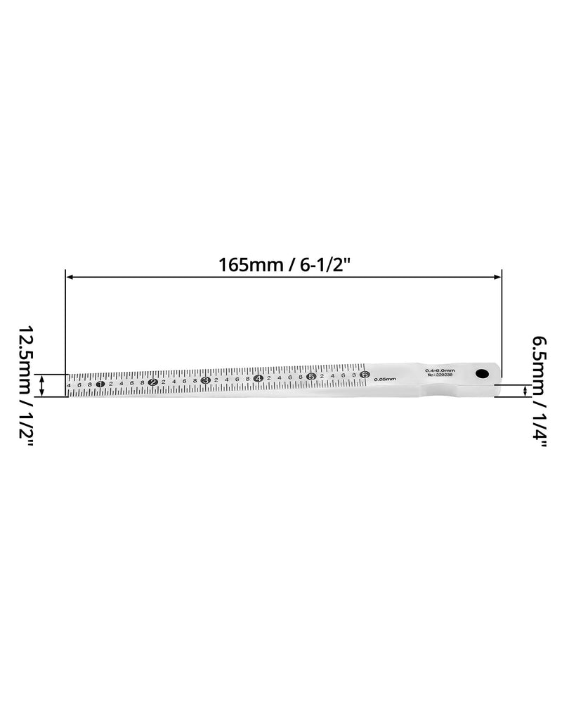 QWORK Taper Gauge Gap Gage Welding Wedge Feeler Gauge Gap Feeler Wedge Gauge Gap Hole Measure Tool 0.4-6mm - Carbon Steel with Chrome Plating