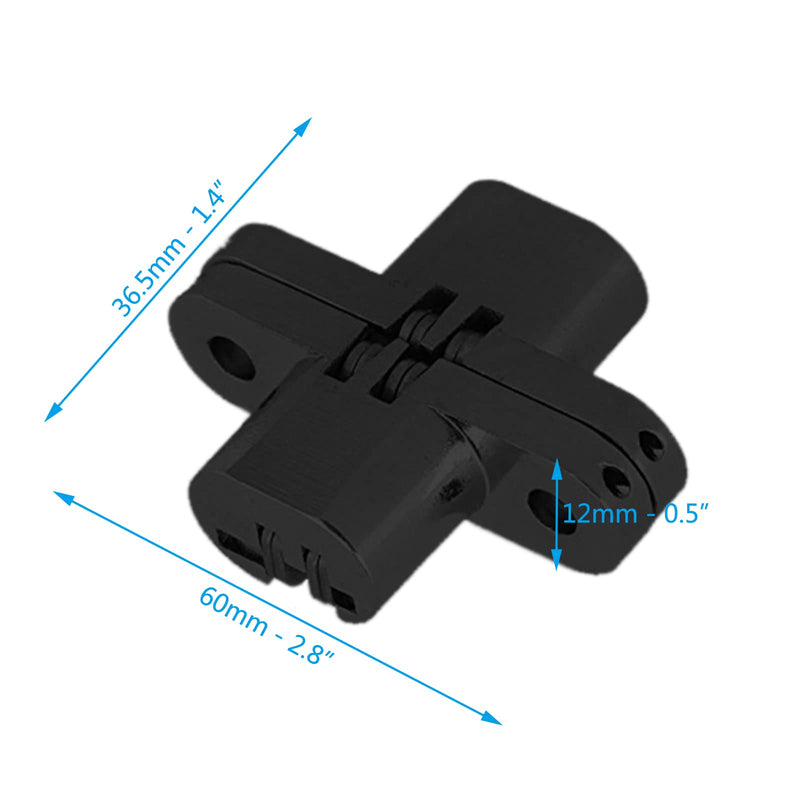 2pair (4pcs) 2-3/4" Black Hidden Hinges Stainless Steel Invisible Door Hinges Concealed Barrel Wooden Box 2-3/4"