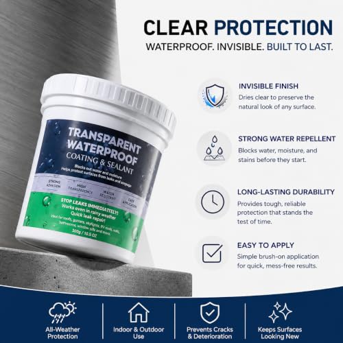 Clear Waterproof Sealant for Bathroom, Roof & Wall Leak Repair Coating